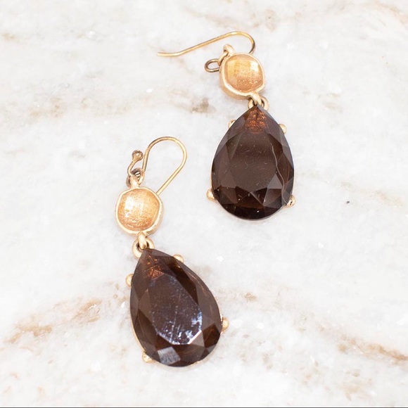 Brown Teardrop Dangle Earrings - Picture 1 of 2